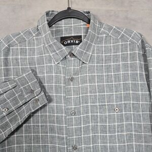 Orvis Trout Bum‎ L/S Shirt Men's Medium Long Sleeve Gray grey polyester